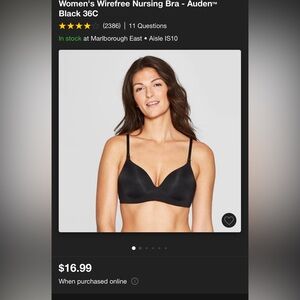 Auden wirefree nursing bra size‎ 34d